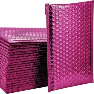 100PCS Metallic Pink Bubble Padded Envelopes Self-Sealing Mailers Extra Wide 4x8